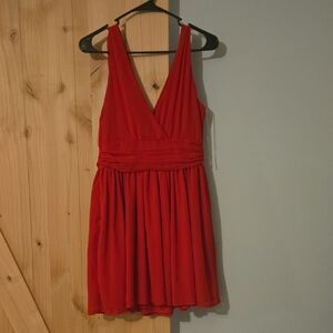Charlotte Russe Red V‑Neck Sleeveless Mini Dress